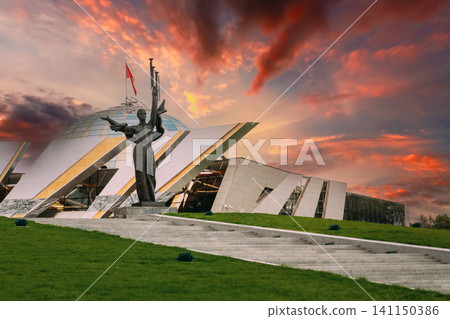 Belarusian State Museum of the Great Patriotic War in Minsk at sunset. Belarusian State Museum of the Great Patriotic War in Minsk at sunset. 141150386