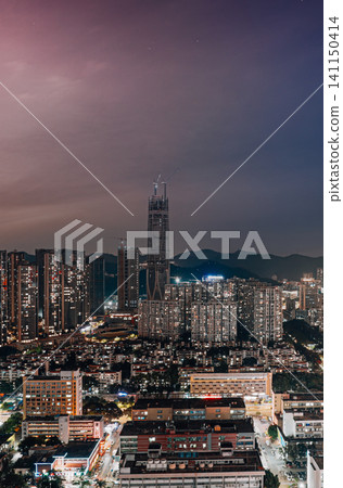 Shenzhen downtown night cityscape with busy urban blocks Shenzhen downtown night cityscape with busy urban blocks 141150414