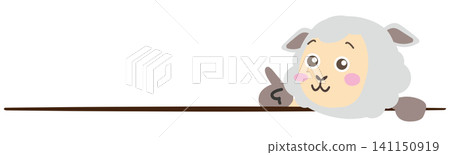A horizontal line of a sheep character pointing to guide you. A horizontal line of a sheep character pointing to guide you. 141150919