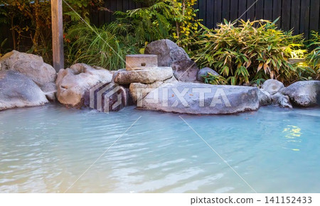 Unzen Onsen: An open-air bath with milky white spring water flowing directly from the source Unzen Onsen: An open-air bath with milky white spring water flowing directly from the source 141152433