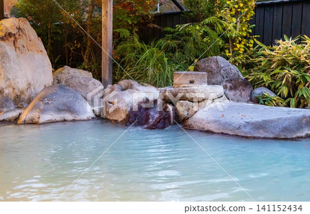 Unzen Onsen: An open-air bath with milky white spring water flowing directly from the source Unzen Onsen: An open-air bath with milky white spring water flowing directly from the source 141152434
