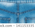 Blue denim jeans texture with back seam and pockets detail 141153335