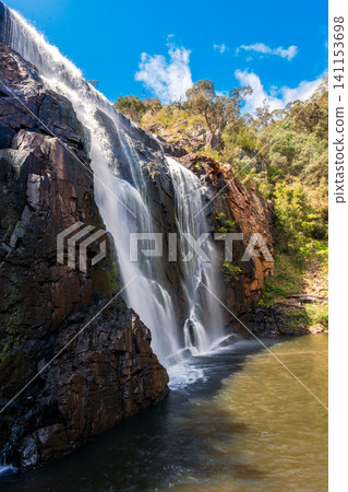 Natural cascade at MacKenzie Falls on long exposure, Grampians, Victoria Natural cascade at MacKenzie Falls on long exposure, Grampians, Victoria 141153698