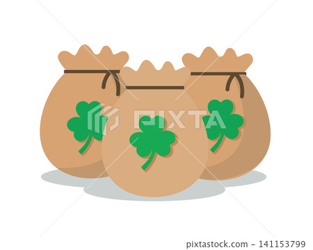 Money Bags with Golden Shamrock for Saint Patrick's Day Money Bags with Golden Shamrock for Saint Patrick's Day 141153799
