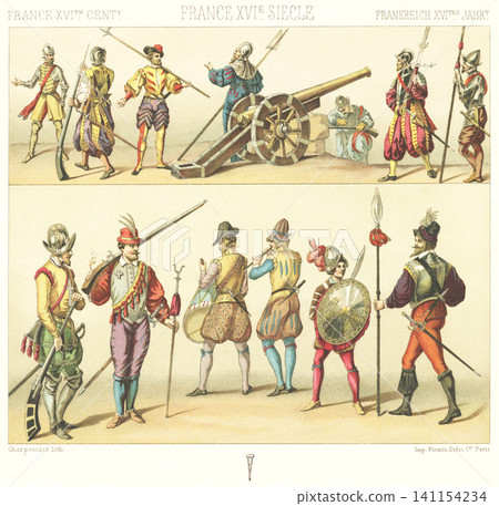 Illustration of 16th-century French folk costume 141154234