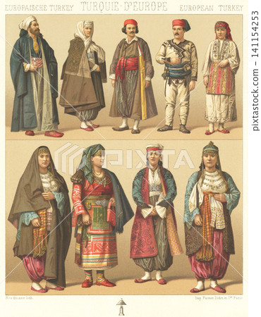 Illustration of Turkish traditional clothing Illustration of Turkish traditional clothing 141154253