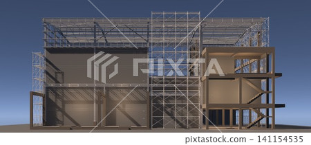 3D illustration of building and construction 3D illustration of building and construction 141154535