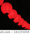 Red lanterns that illuminate the festival night, a traditional Japanese image, square size 141155039