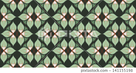 Flowers decor of calm green colors on dark back Flowers decor of calm green colors on dark back 141155198