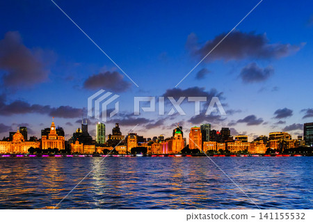 Shanghai Bund Blue Hour Night View Shanghai Bund Blue Hour Night View 141155532