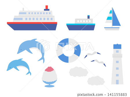 simple summer illustration set simple summer illustration set 141155883