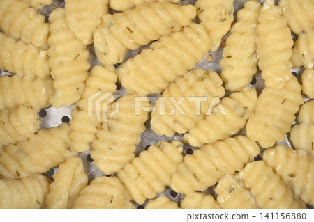 Cooked Cottage Cheese Gnocchi Texture Background Cooked Cottage Cheese Gnocchi Texture Background 141156880