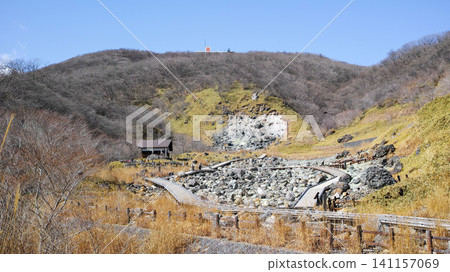 Nasu - Sessho-seki rock formation and boardwalk Nasu - Sessho-seki rock formation and boardwalk 141157069