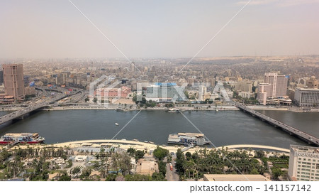 A panoramic view of central Cairo and the area around the Nile River, taken from the Cairo Tower A panoramic view of central Cairo and the area around the Nile River, taken from the Cairo Tower 141157142