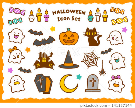 Cute Halloween Icon Set | Ghosts, Pumpkins, Kids Cute Halloween Icon Set | Ghosts, Pumpkins, Kids 141157144