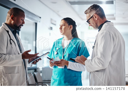 Clinic, teamwork and doctor with folder, conversation and brainstorming for healthcare and help. Medical, leader and senior professional with group, advice or meeting with documents or administration Clinic, teamwork and doctor with folder, conversation and brainstorming for healthcare and help. Medical, leader and senior professional with group, advice or meeting with documents or administration 141157178