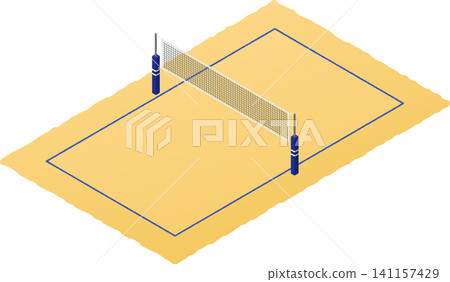 Isometric beach volleyball court Isometric beach volleyball court 141157429
