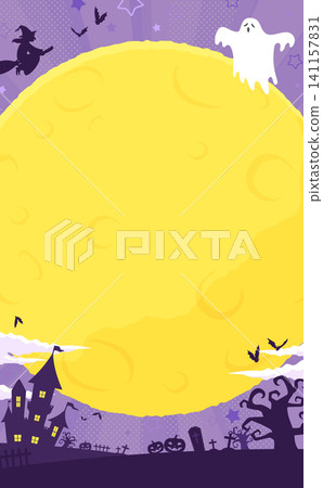 Halloween frame 1 with a full moon and purple background (vertical) Halloween frame 1 with a full moon and purple background (vertical) 141157831