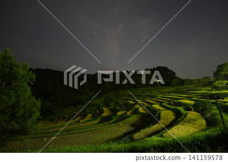 星星之夜的水稻梯田 星星之夜的水稻梯田 141159578