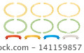 Laurel wreath and ribbon frame illustration set (gold and green) 141159857