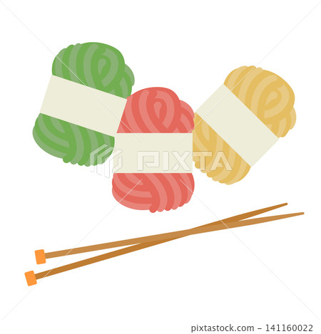 Illustration of yarn and knitting needles Illustration of yarn and knitting needles 141160022