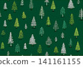 Winter decoration. Seamless pattern. Green Christmas trees. Minimalist style. Hand drawn. 141161155