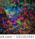 Blue glowing in the darkness and a fantastical textured background 141161443