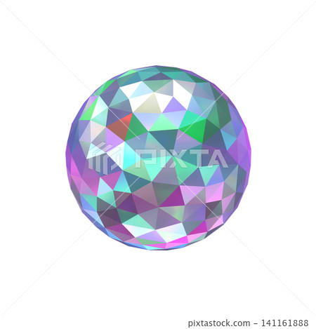 Multicolor hologram low-poly 3D sphere transparent illustration material Multicolor hologram low-poly 3D sphere transparent illustration material 141161888