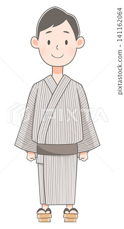Illustration of a young man wearing a yukata Illustration of a young man wearing a yukata 141162064