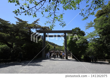 Uji Bridge Torii Gate at the Inner Shrine of Ise Grand Shrine Uji Bridge Torii Gate at the Inner Shrine of Ise Grand Shrine 141162075