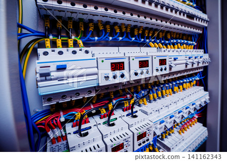 Voltage switchboard with circuit breakers. 141162343