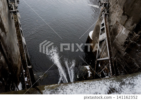 Hydroelectric power plant. Exterior Hydroelectric power plant. Exterior 141162352