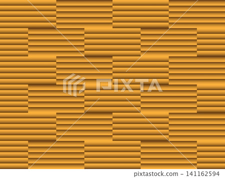 Geometric pattern of layered horizontal ridges in warm golden-orange tones, arranged in alternating rectangular blocks to create a textured optical illusion effect. Geometric pattern of layered horizontal ridges in warm golden-orange tones, arranged in alternating rectangular blocks to create a textured optical illusion effect. 141162594