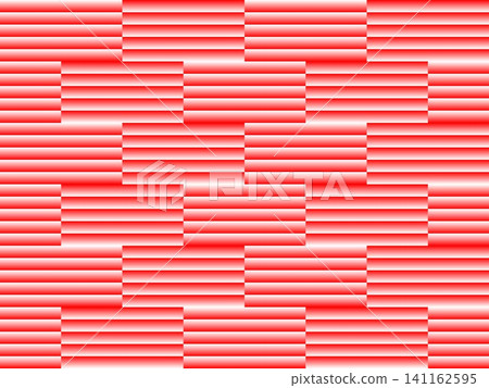 Geometric pattern of layered horizontal ridges in red and white tones, arranged in alternating rectangular blocks to create a textured optical illusion effect. Geometric pattern of layered horizontal ridges in red and white tones, arranged in alternating rectangular blocks to create a textured optical illusion effect. 141162595