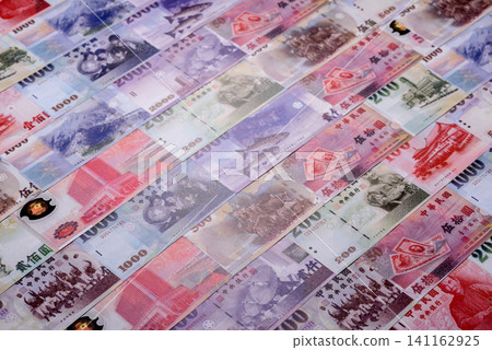 Taiwan, Taiwanese paper banknotes and coins, dollars of various denominations. Taiwanese dollars 141162925
