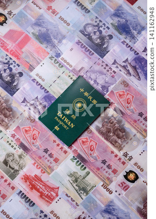 Taiwan, Taiwanese passport or id document with tickets for flight, travel. Taiwanese passport Taiwan, Taiwanese passport or id document with tickets for flight, travel. Taiwanese passport 141162948