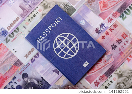 Taiwan, Taiwanese passport or id document with tickets for flight, travel. Taiwanese passport Taiwan, Taiwanese passport or id document with tickets for flight, travel. Taiwanese passport 141162961