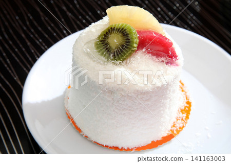 birthday cake decorated with fresh fruits birthday cake decorated with fresh fruits 141163003