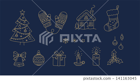 Christmas Line Art Icon Set Holiday Clipart Vector Elements Christmas Line Art Icon Set Holiday Clipart Vector Elements 141163045