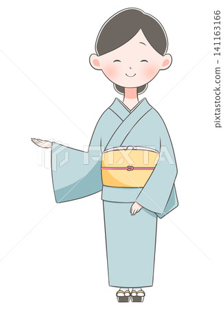 身著和服的年輕女子插圖(導覽圖) 身著和服的年輕女子插圖(導覽圖) 141163166