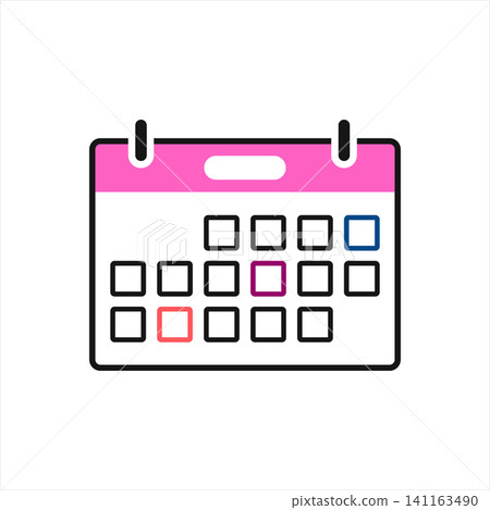 Minimalist pink and white calendar icon symbolizing time management and planning Minimalist pink and white calendar icon symbolizing time management and planning 141163490