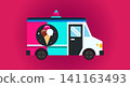 Ice cream truck van icon illustration with business colorful illustration 141163493