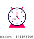 Classic analog alarm clock icon set to seven o clock for morning wake up time 141163496