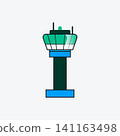 Air traffic control tower icon representing airport navigation and aviation 141163498