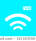 Live broadcast symbol wi fi signal icon on blue background with broadcast 141163500