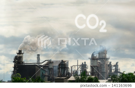 CO2 emissions. CO2 greenhouse gas emissions from factory chimneys. Carbon dioxide gas global air climate pollution. Carbon dioxide in earths atmosphere. Greenhouse gas. Smoke emissions from chimneys. CO2 emissions. CO2 greenhouse gas emissions from factory chimneys. Carbon dioxide gas global air climate pollution. Carbon dioxide in earths atmosphere. Greenhouse gas. Smoke emissions from chimneys. 141163696