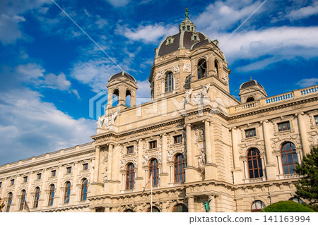 Vienna, Austria: The magnificent dome and facade of the Kunsthistorisches Museum Vienna soaring against the blue sky. Vienna, Austria: The magnificent dome and facade of the Kunsthistorisches Museum Vienna soaring against the blue sky. 141163994