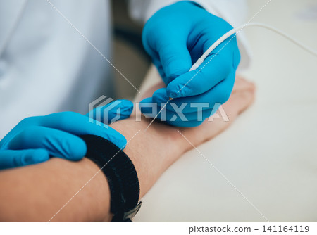 Patient nerves testing using electromyography. EMG Patient nerves testing using electromyography. EMG 141164119