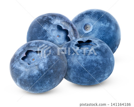 Isolated blueberries. Four blueberry berries with clipping path on white. Isolated blueberries. Four blueberry berries with clipping path on white. 141164186