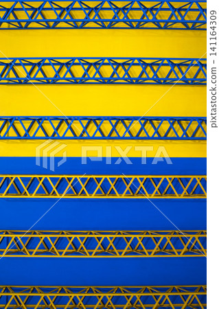 Abstract construction background in colors of Ukrainian flag Abstract construction background in colors of Ukrainian flag 141164309